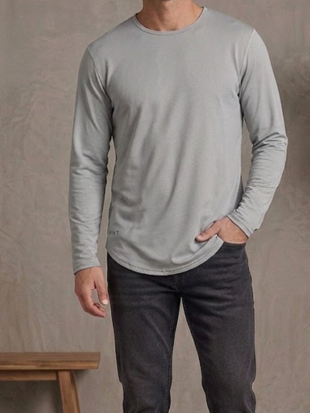 BYLT Basics Drop-Cut Long Sleeve Performance Shirt Men's Medium Grey